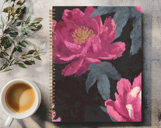 Notebook Hardcover Spiral in Black or Gold by Lisa Kanova 8.5 x 11