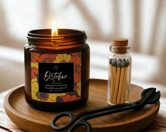 Luxury Candle 3 Piece Gift Set Birth Flower Edition by Lisa Kanova - October Marigold