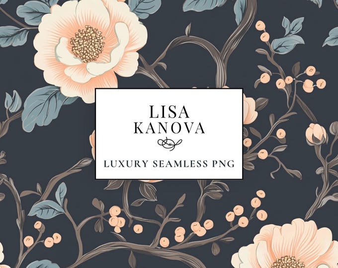 Floral Blush PNG Pattern, Elegant Seamless Design (Digital Download)