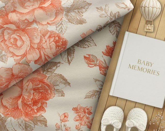 100% Pima Cotton Nursery or Kid's Room Modern Heirloom Floral Fabric