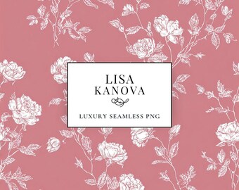 Floral Seamless Pattern Instant Downloadable PNG (3600x3600px) in Blush at High Noon