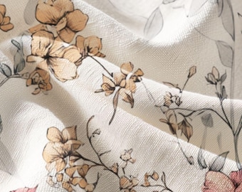 Vintage Pink Floral Fabric Combed Cotton Pima