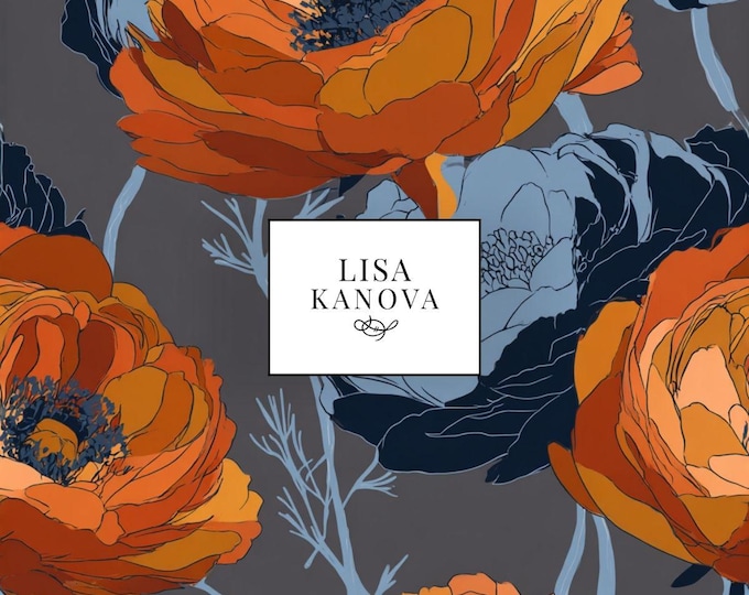 Exclusive License | Icy Blue and Light Pink Floral Seamless Repeat Pattern | Lisa Kanova Surface Design