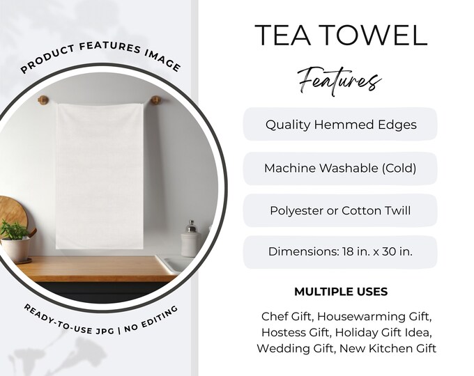 Tea Towel Features Image | Etsy Listing Photo (JPG Download)