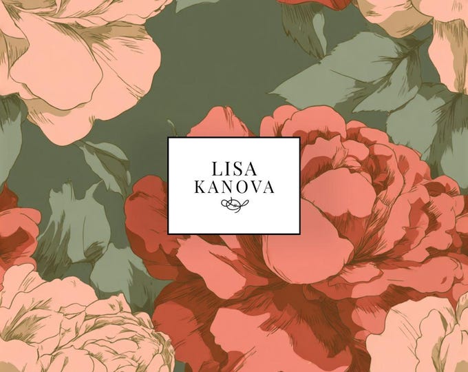 Exclusive License | Coral and Sage Floral Seamless Repeat Pattern | Lisa Kanova Surface Design