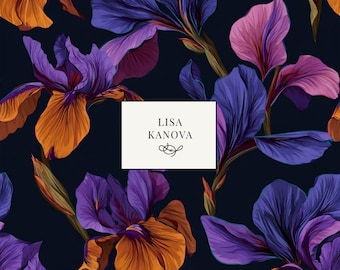 Last Night on the Verandah | Purple and Terracotta Floral Seamless Repeat Pattern | Lisa Kanova Surface Design