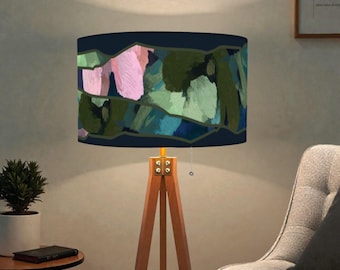 Designer Wood and Linen Tripod Floor Lamp Made in USA by Lisa Kanova