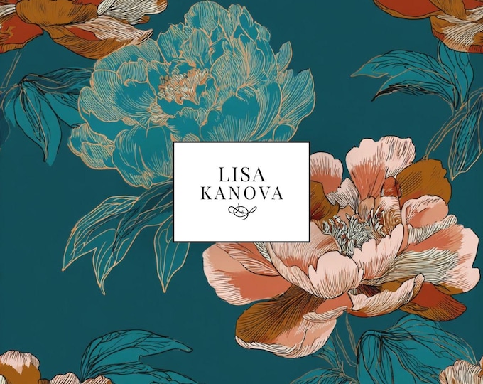 Exclusive License | Teal, Blush and Terracotta Floral Seamless Repeat Pattern | Lisa Kanova Surface Design