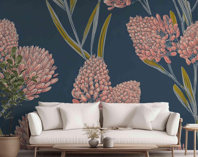 Midnight on the Lake | Wall Mural Digital Download, Large Floral Print File, Bold Home Decor, Interior Design, Maximalist Wall