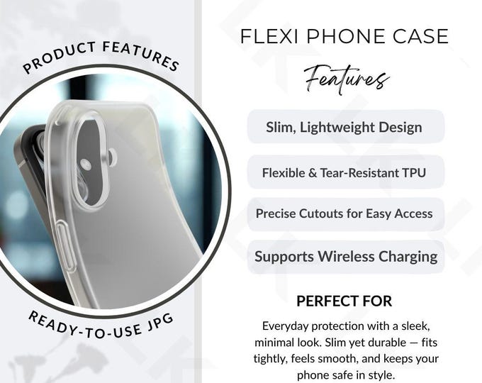 Etsy Listing Photo | Flexi Phone Case Features Image (JPG Download)