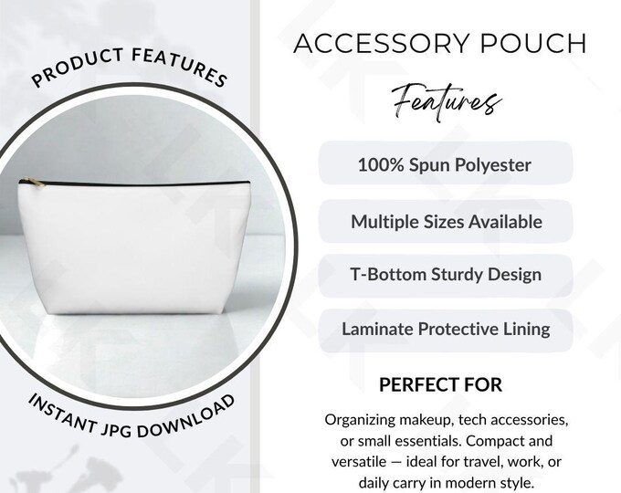 Etsy Listing Photo | T-Bottom Accessory Pouch Features Image (JPG Download)