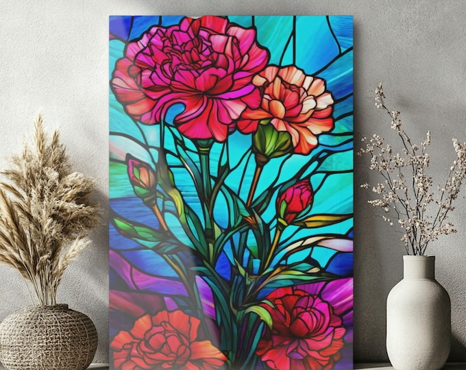 Stained Glass Carnations Acrylic Print by Lisa Kanova