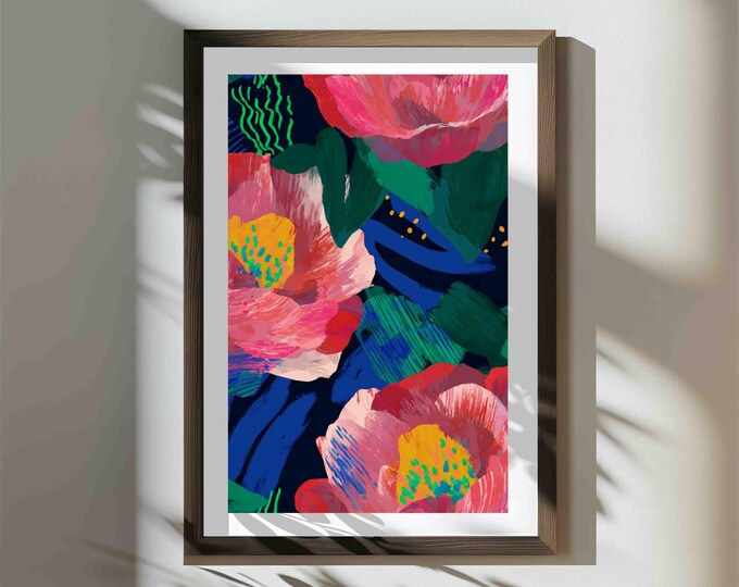 Oversized Floral Wall Art Print – Modern Flower Design (Digital Download)