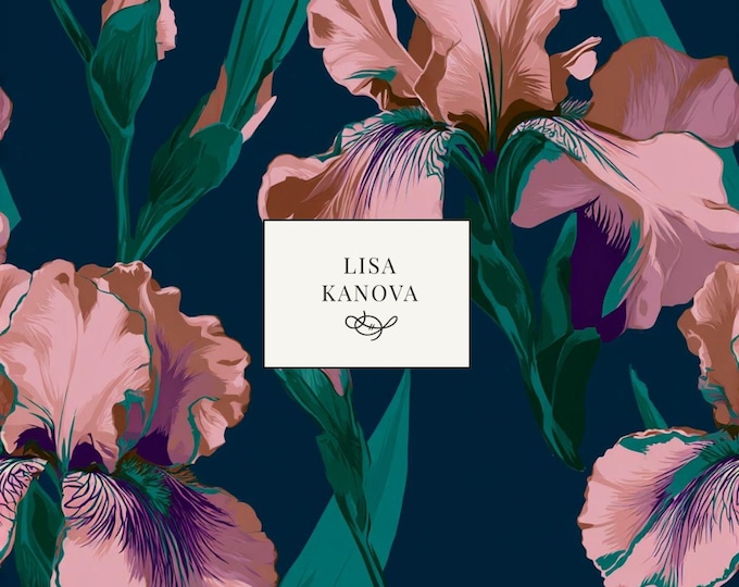 The Library at Closing Time | Blue and Icy Pink Floral Seamless Repeat Pattern | Lisa Kanova Surface Design