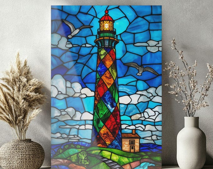 Stained Glass Lighthouse Acrylic Print | Wall Art