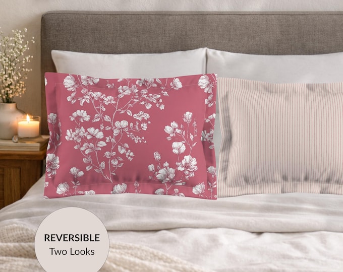 100% Cotton Reversible Pillow Shams in Romantic Rebellion
