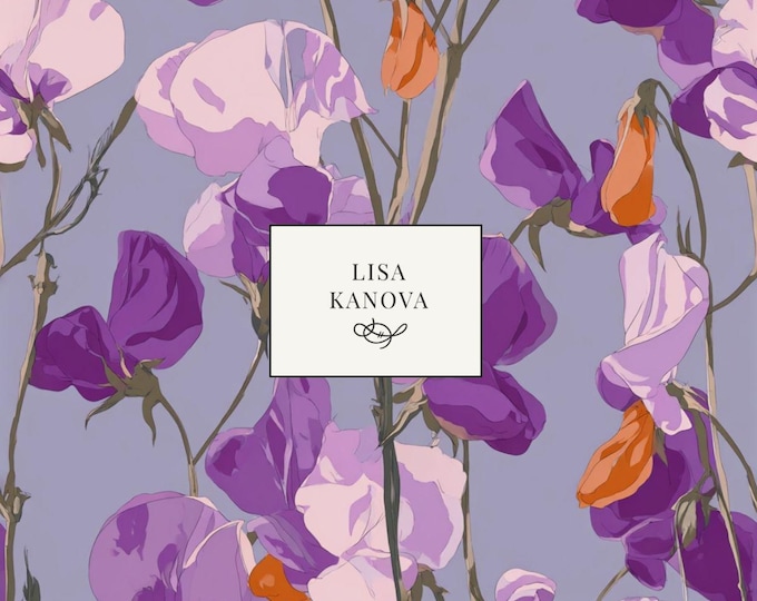 Proper Spring Blooms | Bold Floral Seamless Repeat Pattern | Lisa Kanova Surface Design in Purple, Orange and Plum