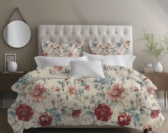 Cotton Duvet Cover Set with Reversible Pillow Shams – Perfect Garden Collection