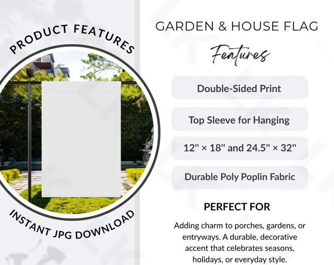 Etsy Listing Photo | Garden and House Banner Flag Features Image (JPG Download)