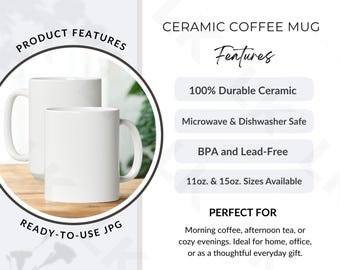 Etsy Listing Photo | Ceramic Coffee Mug Features Image (Instant JPG Download)