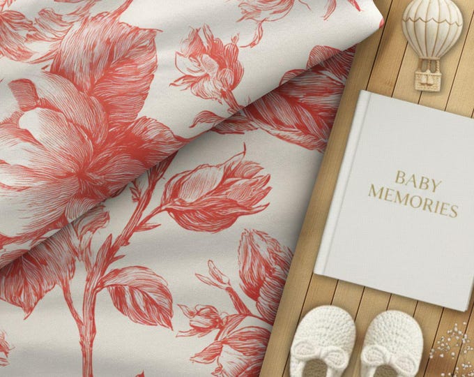 100% Pima Cotton Nursery or Kid's Room Modern Heirloom Floral Fabric