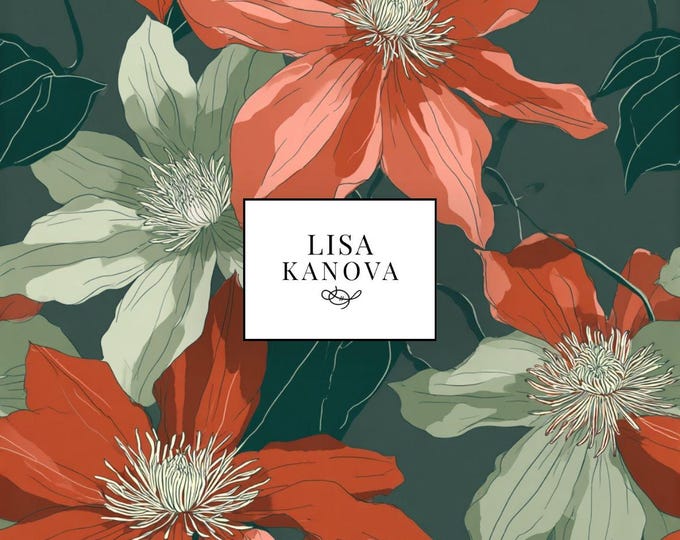 Exclusive License | Pinky Peach and Teal Floral Seamless Repeat Pattern | Lisa Kanova Surface Design
