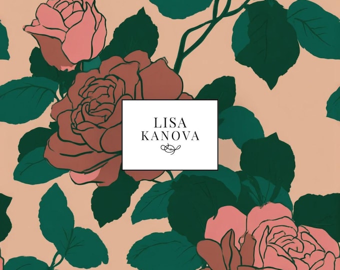 Exclusive License | Pink and Green Floral Seamless Repeat Pattern | Lisa Kanova Surface Design