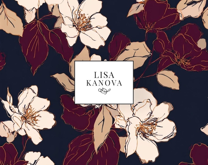 Exclusive License | Berry and Navy Floral Seamless Repeat Pattern | Lisa Kanova Surface Design