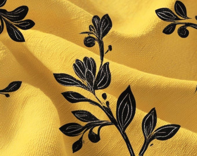 Pima Cotton Black Botanical Branches Fabric