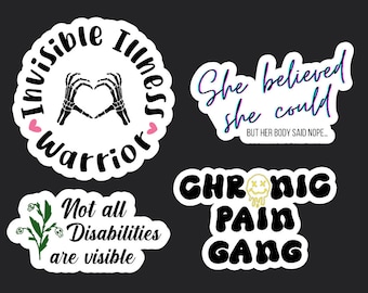 Chronic Pain awareness, Invisible Illness stickers, bottle sticker, laptop sticker, journaling