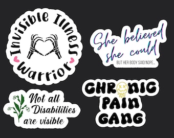 Chronic Pain awareness, Invisible Illness stickers, bottle sticker, laptop sticker