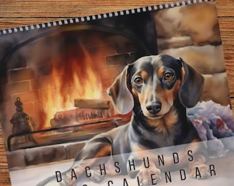 Dachshund 2026 Wall Calendar - Dog Calendar featuring 12 watercolors of Dachshunds - Gift for Wiener Dog/Sausage Dog/Doxie/Dachsy owners