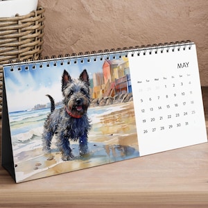 Scottish Terrier Desk Calendar 2025 - Gift for Scottish Terrier owner, 12 beautiful watercolors of Scottish Terriers