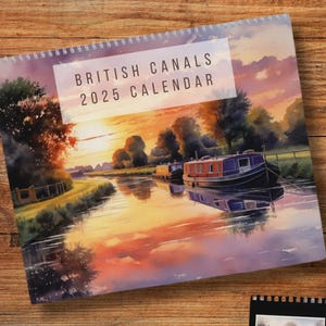 Narrowboat calendar 2025 - ideal gift for narrowboat owners, 12 canal watercolors as a monthly hanging wall calendar