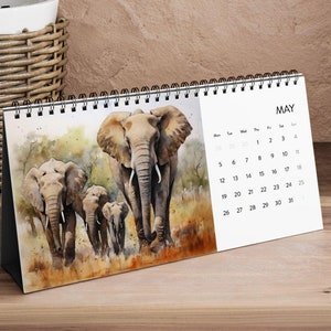Calendario della fauna selvatica africana 2025 - Regalo per gli amanti della fauna selvatica, 12 bellissimi acquerelli della fauna selvatica africana