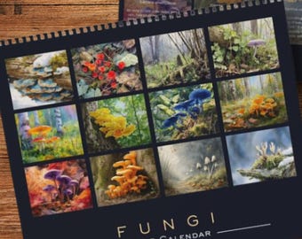 Mushrooms and Fungi 2026 Wall Calendar - Hanging Wall Calendar featuring 12 artworks of Fungi