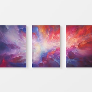 Ethereal Abstract Printed Canvas - Set of 3 Canvas Wraps - Wall Décor - Made and Shipped from USA, Each Canvas is 20x30 inches