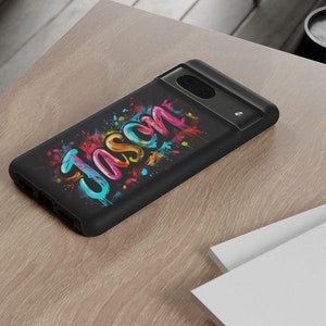 Custom Graffiti Text Google Pixel Phone Case - Double Layer Tough Phone Case for Google Pixel Phones, Personalized Google Pixel Phone Case