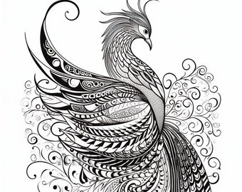 Page de coloriage Phoenix - (Pages de livre de coloriage pour adultes et enfants) - Page de coloriage pour adultes imprimable - Feuille de coloriage Phoenix