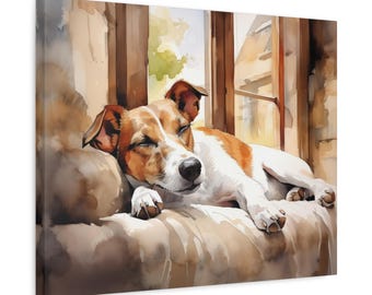Jack Russell Terrier Canvas Print - Cozy Dog Wall Art for Jack Russell Lovers