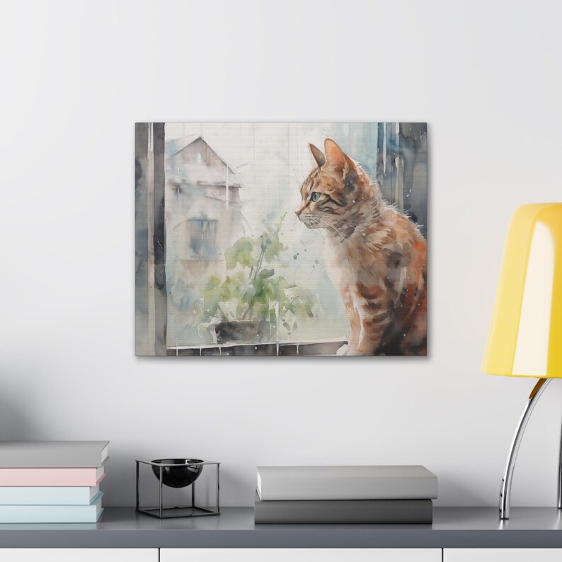Tabby Cat Watercolor Canvas Print - Wall Art Gift for Cat Lover - Tabby ...