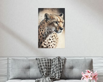 Hunting Cheetah Wall Art - High Definition Poster - Premium Matte Vertical Poster