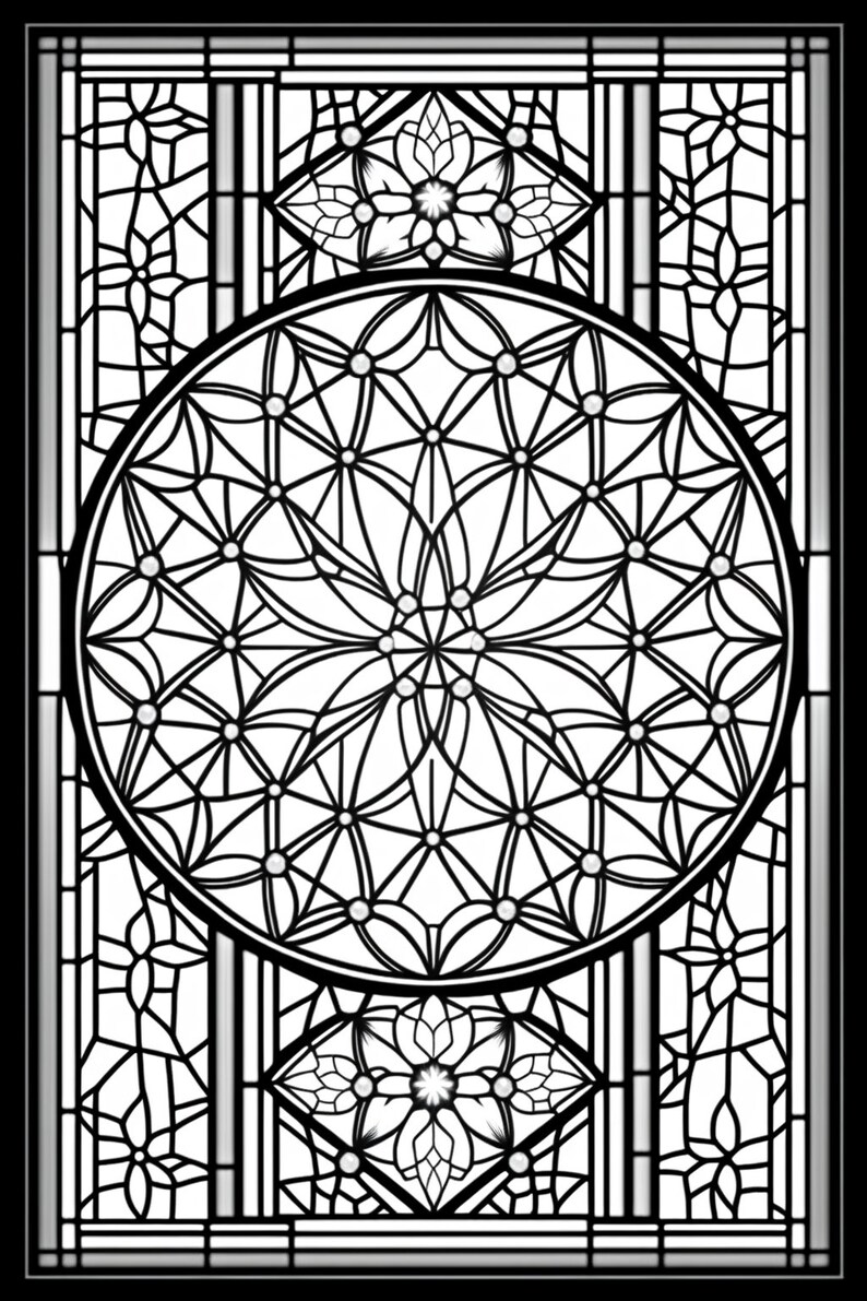 Advanced Stained Glass Window Geometric Printable Adult Etsy