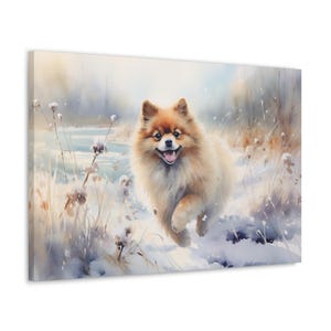 Pommern Aquarell Gedruckte Leinwand - Rahmenloses Geschenk für Pommern Besitzer