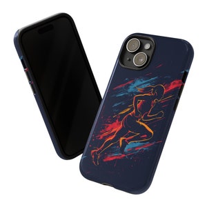 女性ランナーの携帯電話ケース - iPhone、Samsung Galaxy、Google Pixel の携帯電話モデル用の二重層の丈夫な携帯電話ケース - プリントされた携帯電話ケース