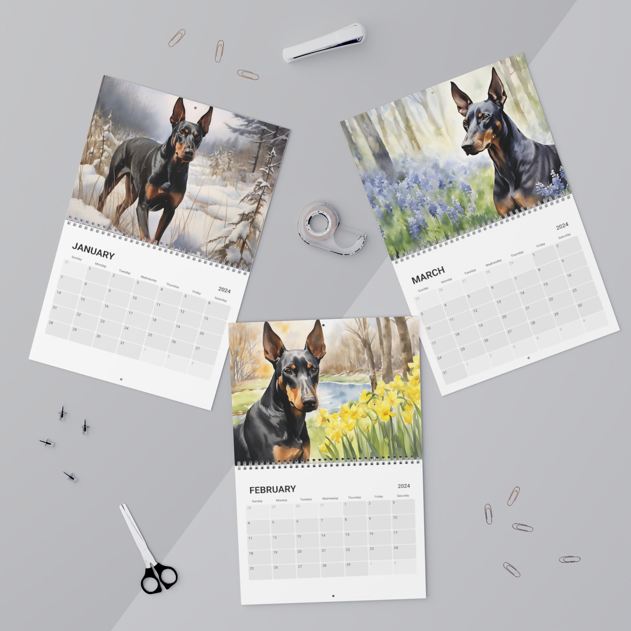 Doberman Pinschers Calendar 2024 Ideal Gift for Doberman Pinscher Owner