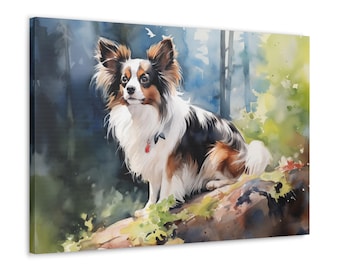 パピヨン犬アートキャンバスプリント LAシェパード絵画 12X16 - Etsy 日本