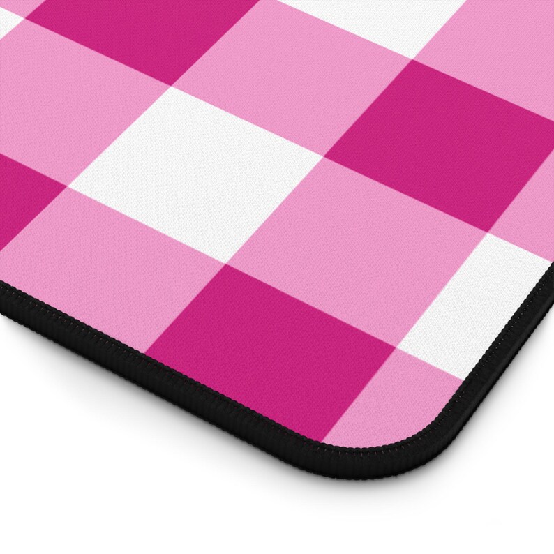 Pink Gingham Desk Mat - Checkered Mouse Pad, Non Slip Neoprene Computer ...