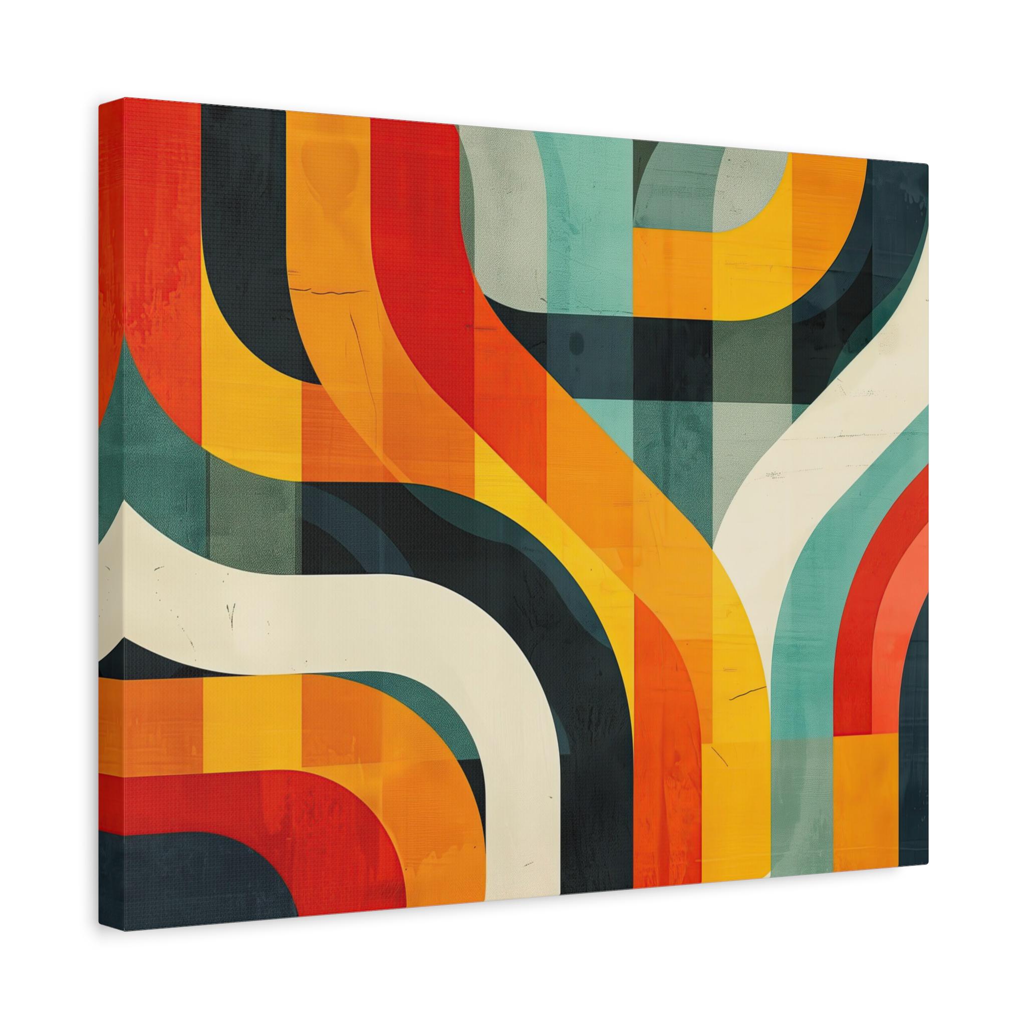 Mid Century Modern Wall Art - Retro Abstract Canvas Print - Colorful ...