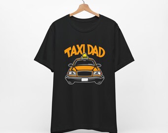 Camiseta "Papá Taxista" - Diseño humorístico con letras amarillas llamativas